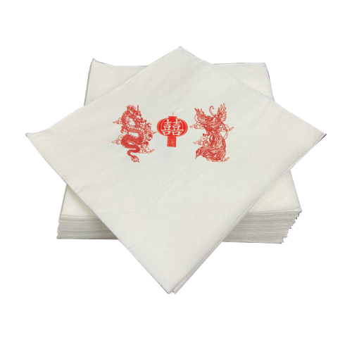 1ply or 2ply Cocktail Napkin 24cm – White Printing With Logo (Side/Fully Embossed)