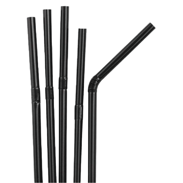 FLEXIBLE STRAW BLACK 6MM x 8'' LONG