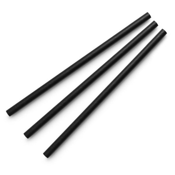 PAPER STRAW BLACK 6MM X 8"