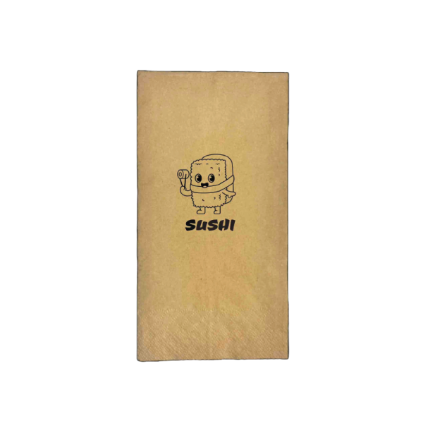 1ply or 2ply Dinner Napkin – Brown Printing With Logo (Side/Fully Embossed)