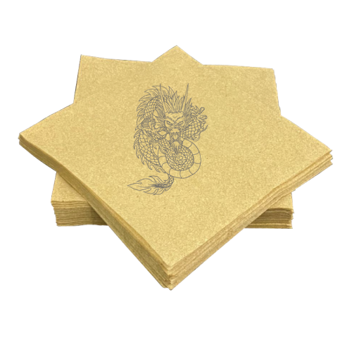 1ply or 2ply Cocktail Napkin 24cm – Brown Printing With Logo (Side/Fully Embossed)